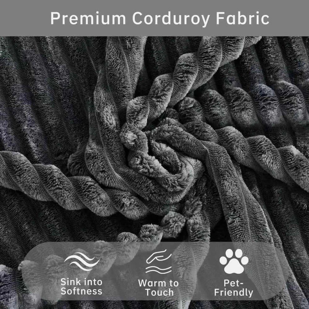 Saxum Oversized Corduroy Chaise Lounge with Ottoman - Boneless Cloud-Like Sofa Bed