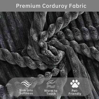 Saxum Oversized Corduroy Chaise Lounge with Ottoman - Boneless Cloud-Like Sofa Bed