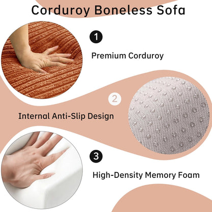 Saxum Oversized Corduroy Chaise Lounge with Ottoman - Boneless Cloud-Like Sofa Bed