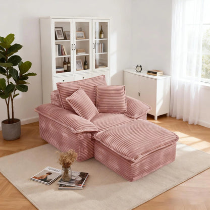 Saxum Oversized Corduroy Chaise Lounge with Ottoman - Boneless Cloud-Like Sofa Bed