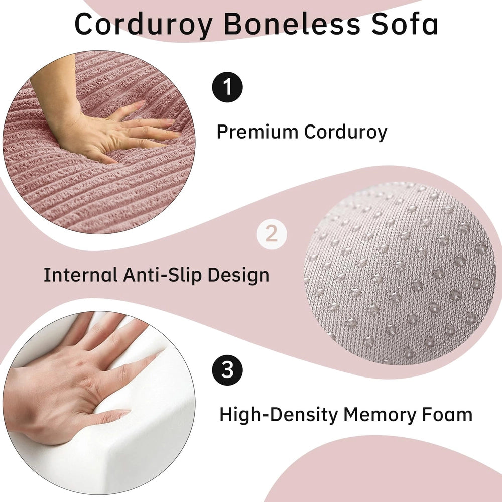 Saxum Oversized Corduroy Chaise Lounge with Ottoman - Boneless Cloud-Like Sofa Bed