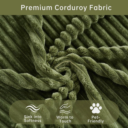 Saxum Oversized Corduroy Chaise Lounge with Ottoman - Boneless Cloud-Like Sofa Bed