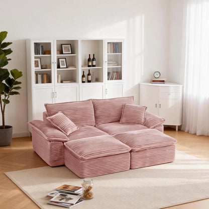 Saxum Oversized Corduroy Chaise Lounge with Ottoman - Boneless Cloud-Like Sofa Bed