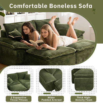 Saxum Oversized Corduroy Chaise Lounge with Ottoman - Boneless Cloud-Like Sofa Bed