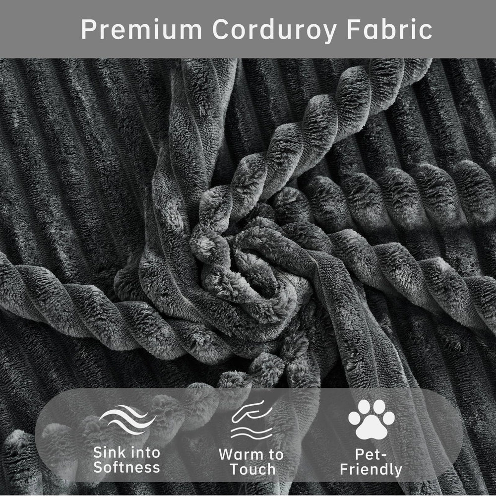 Saxum Oversized Corduroy Chaise Lounge with Ottoman - Boneless Cloud-Like Sofa Bed