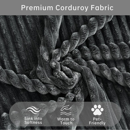 Saxum Oversized Corduroy Chaise Lounge with Ottoman - Boneless Cloud-Like Sofa Bed