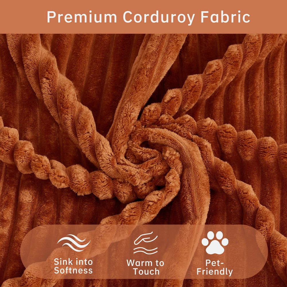 Saxum Oversized Corduroy Chaise Lounge with Ottoman - Boneless Cloud-Like Sofa Bed